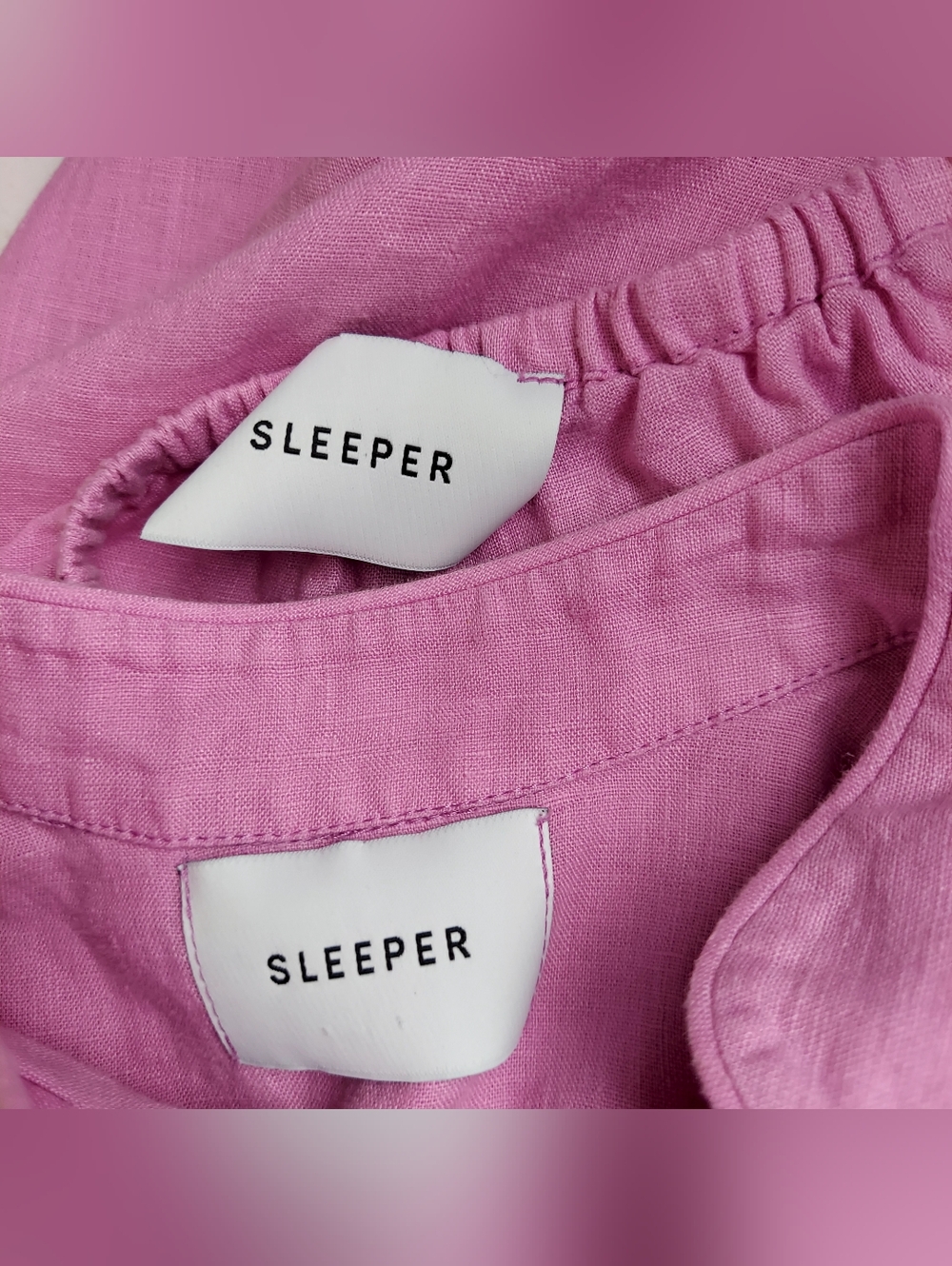 Sleeper Linen Lounge Suit Button Front Shirt & Shorts Pajama Set XS Lavender - Picture 13 of 16